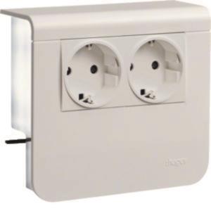 Hager Geräteträger        SL200559009016 Steckdose 2fach 20x55mm verkehrsweiß