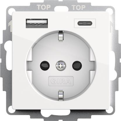 GIRA 245903 SCHUKO-Steckdose Shutter     USB 2f Typ A/C System 55 Reinweiß gl.