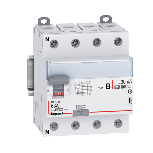 Legrand 411967 DX3 Fi-Schalter 63A       4-polig 30mA Typ B 400VAC N-links 4TE