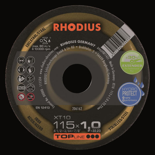 Rhodius Trennscheiben XT 10       206162 115x1,0x22,23 Extradünn        Edelstahl