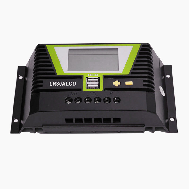 WATTSTUNDE® PWM Solar Laderegler 30A mit LCD-Anzeige und USB-Ports für 12V / 24V Systeme - Homeiq24