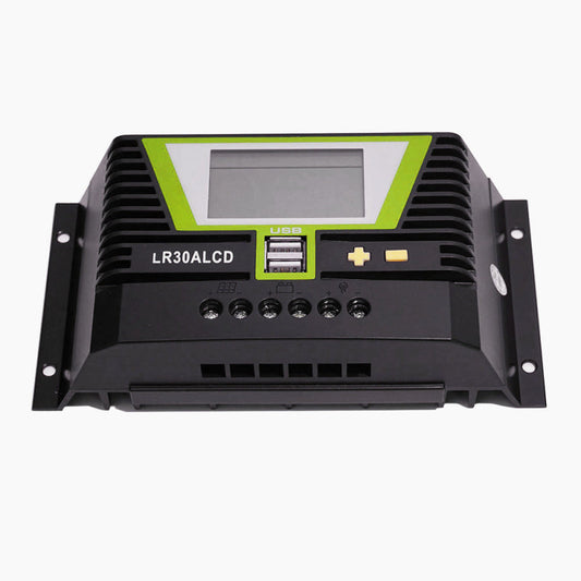 WATTSTUNDE® PWM Solar Laderegler 30A mit LCD-Anzeige und USB-Ports für 12V / 24V Systeme - Homeiq24