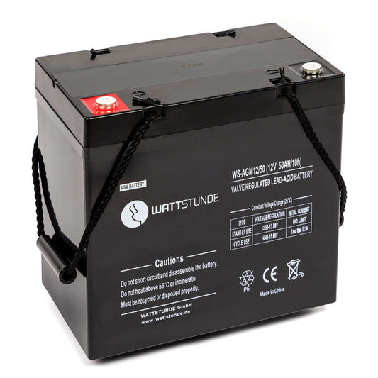 WATTSTUNDE® 50 Ah Akku AGM12-50 12V VRLA AGM Batterie C20 - Homeiq24