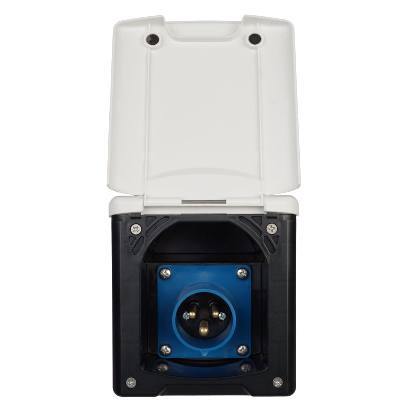 WATTSTUNDE® CEE-Einbausteckdose Weiß mit Magnetklappe, 16A - Homeiq24